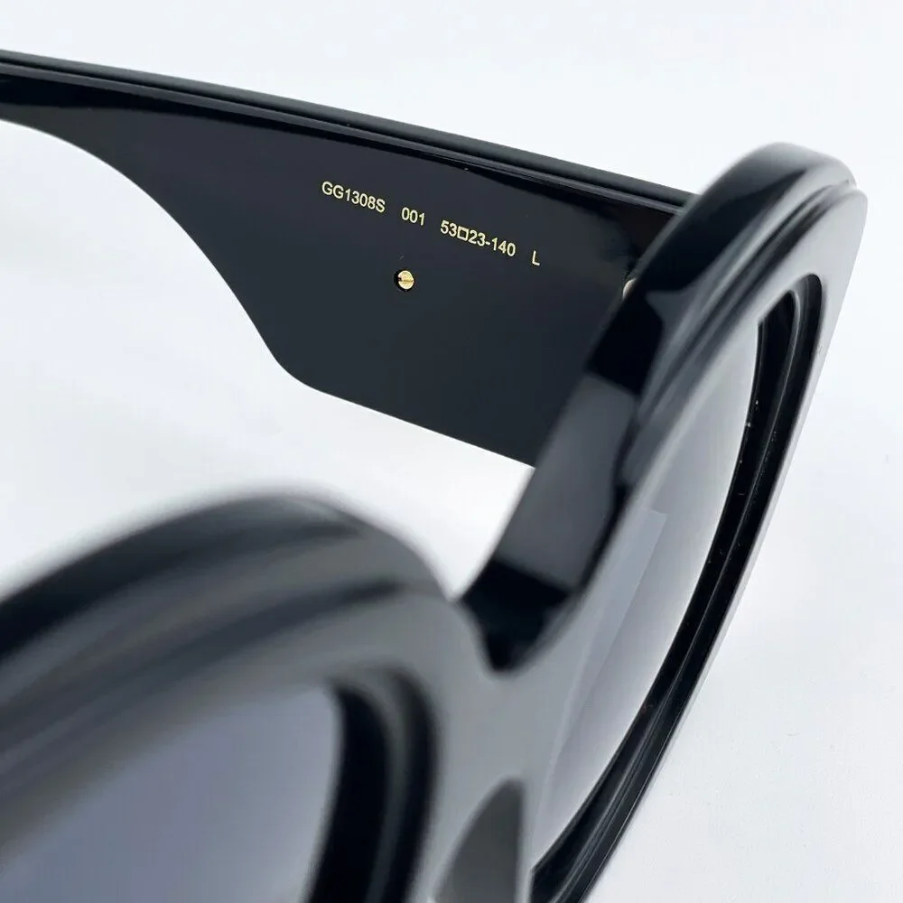 SALE! NEW Gucci GG1308S 001 Black Grey Round Women Sunglasses